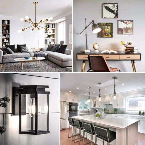 Modern decor with Dimmable Vintage LED Edison Bulbs 8W to 100W Equivalent, ST58 Cool White 4000K, 1200 Lumens, E26 Base in various settings