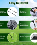 Step-by-step installation of All In One Golf Practice Net With Target Mat For Indoor And Outdoor Backyard Swing Training.