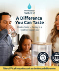 Family enjoying purified water filtered by Blue Alkaline Water Filter Replacement For All Pitcher And Dispenser Filtration Systems BPA Free