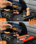 Ultimate Griddle Cleaning Kit For Flat Top Grill 18 Piece Cleaner Set with scraper and spatula on grill after cleaning