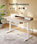 Fezibo 60 By 30 Inch Electric Standing Desk With Drawers Light Rustic Brown Finish dimensions displayed against a wall.