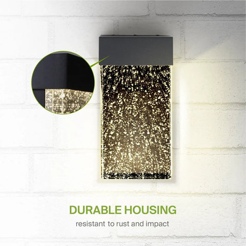 Bubble Glass LED Wall Light Fixture 10 Inch Sleek Dope 10W 400LM 120V 3CCT 3000K-5000K Dimmable Waterproof Exterior Flush Mount Sconce