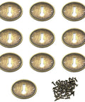 Top Tier 10 Pack Zinc Alloy Oval Keyhole Escutcheons Heavy Duty Antique Bronze Lock Covers flat lay with screws