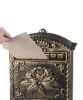 Person using Vintage Wall Mounted Mailbox With Lock Cast Aluminum Outdoor Letter Box Old School Retro Style For Home Postbox Villa