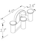 Diagram of Triple Robe Hook In Polished Nickel No Fuss Wall Mount For Towels And Robes, Solid Brass Bath Accessory.
