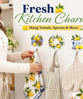 4 Pack Butterfly Adhesive Wall Hooks Featuring Real Pretty Floral Garden Motifs Super Strong Peel And Stick Acrylic Hooks For Worry Free Counter Organization And A Super Cozy Living Space Vibe, displayed with towels in a kitchen setting.