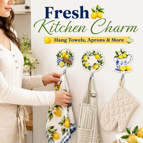4 Pack Butterfly Adhesive Wall Hooks Featuring Real Pretty Floral Garden Motifs Super Strong Peel And Stick Acrylic Hooks For Worry Free Counter Organization And A Super Cozy Living Space Vibe, displayed with towels in a kitchen setting.