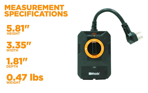 Heavy Duty Outdoor Dusk To Dawn Lighting Timer With Dual Grounded Outlets And Built In Light Sensor dimensions 5.81" height 3.35" width 1.81" depth