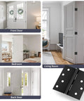 Tough As Nails 4 Inch Door Hinges Matte Black Exterior Set With Square Corners Removable Pin Anti Rust No Squeaks shown in use