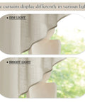 Cozy Angora Linen Textured Semi Sheer Window Curtain Set 2 Panels 36x36 Inches Rod Pocket Valances Tiers in dim and bright light