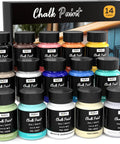 14 Top Shelf Matte Chalk Paint Bottles Built For Zero Sweat Furniture Renovations Paired With A Genuine Liquid Wax Compound To Shield Your Sweet Home Decor From Daily Wear And Tear, assorted colors in 2 oz bottles.