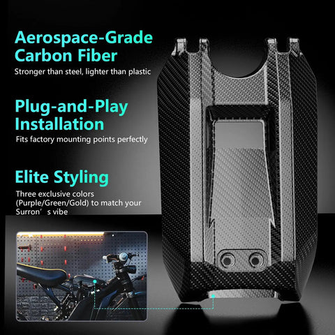Carbon Fiber Battery Cover For Surron LBX And Sur Ron Light Bee X Electric Dirt Bike Black Shield Heavy Duty Battery Lid Guard