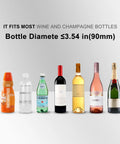Single Bottle Wine Chiller For 750ml Bottles Iceless Stainless Steel Cooler Keeps Wine Cold On The Go Up To 24 Hours displayed with various bottle sizes up to 3.54 inches in diameter