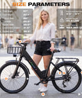 Badass Electric Bike For Adults With 750W Peak Motor Crushing Hills At 20 Mph, 26 Inch Fat Tire Ebike showing size parameters and dimensions.