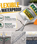 No Mess Waterproof Concrete Crack Filler And Sealant With Self Leveling Formula For Driveways Sidewalks And Patios shown being applied to a crack in concrete.