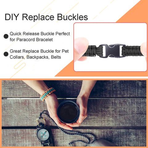Durable Five Eighth Inch Curved Paracord Bracelet Clips Pack Of 30 Beefy Plastic Side Release Buckles for DIY projects