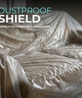 24 Pack 12x9 Foot Drop Cloths Plastic Sheeting covering couch for painting protection, waterproof and shields surfaces from dust and spills
