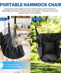 Outdoor Hanging Hammock Chair For Porch And Tree Swing Large 110 By 130 Cm Cotton Rope Seat 330 Lbs Weight Capacity