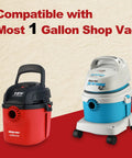 Two shop vacuums compatible with Foam Sleeve Filter Replacements For 1 Gallon Wet Dry Vacuum Cleaners, 3 Pack.