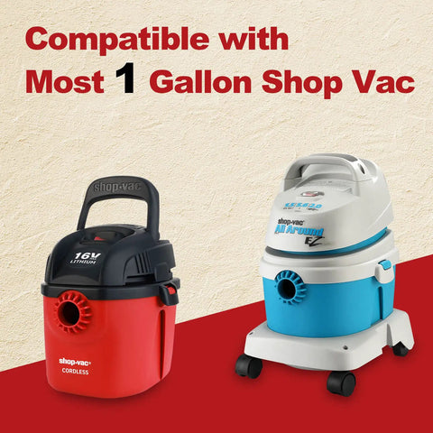 Two shop vacuums compatible with Foam Sleeve Filter Replacements For 1 Gallon Wet Dry Vacuum Cleaners, 3 Pack.