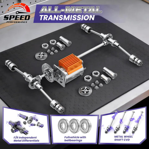 Beast 1 To 16 Scale 4x4 Off Road Monster Truck RC Car With full metal drivetrain parts on a table