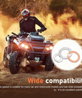100 Piece Oil Drain Plug Gasket Set With Copper Crush Washers And Aluminum Washers shown with an ATV and wide compatibility text