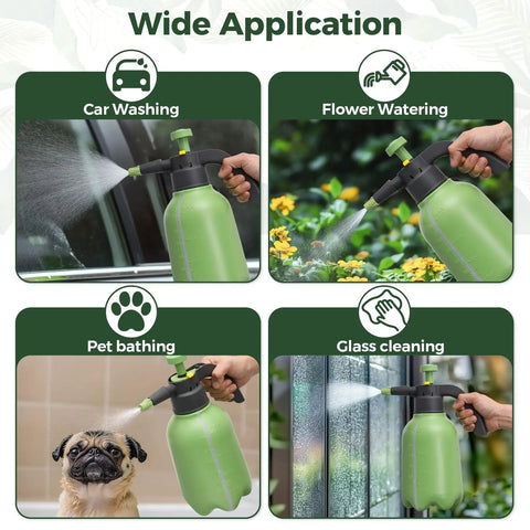 Hand Pump Sprayer 2L Garden Sprayer for Plants and Lawn Care used on cars, flowers, pets, and glass for versatile cleaning