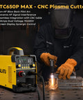 65 Amp Non HF Plasma Cutter With Blowback Pilot Arc CNC Ready Dual Voltage 110 And 220V in use cutting metal