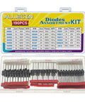 Open case of Diode Assortment Kit For Electronics Hobbyists And Makers Featuring 1N4001 Through 1N4007, 1N4148 diodes.