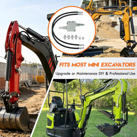 Mini Excavator Cushion Valve Kit For Smooth Rotation And Shock Absorption with hydraulic hose system in use on jobsite