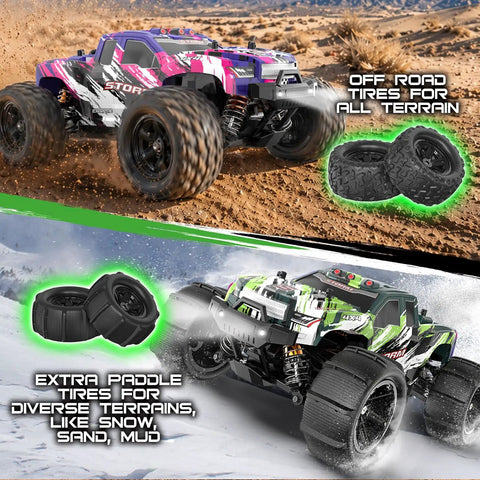 All Terrain RC Car For Adults And Boys The Beast 1:18 Scale 4WD Off Road Remote Control Truck with off-road tires in action