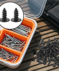100 Pack M4x10mm Black Carbon Steel Wood Screws for Furniture Assembly and Home Improvement Kit in divided organizer box