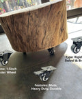 Heavy Duty Silent Caster Wheel Set Built Tough For Daily Grind Features Dead Quiet PU Rollers And Precision Ball Bearings Delivers Smooth Ride On Heavy Duty Shop Carts, showing 1.5 inch rigid and swivel wheels.