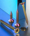 No Sweat 385 Piece Flat Head Wood And Self Tapping Metal Screw Set With Yellow Zinc Galvanized Coating And Drywall Plastic Anchors, assorted screws