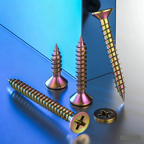 No Sweat 385 Piece Flat Head Wood And Self Tapping Metal Screw Set With Yellow Zinc Galvanized Coating And Drywall Plastic Anchors, assorted screws