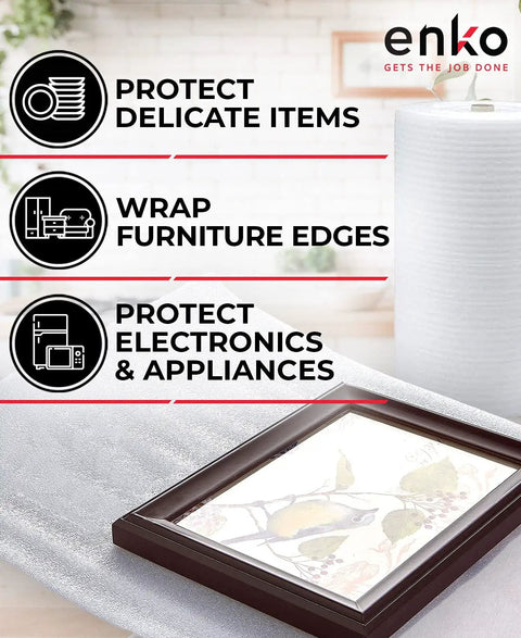 High Density Solid Foam Wrap Roll For Shipping And Moving Delivers Knockout Cushioning For Dishes Glassware And Breakables Comes With Quick Peel Fragile Labels For No Sweat Packing