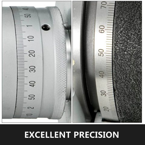 Close-up of vernier on 8 Inch Rotary Table With Horizontal And Vertical Tilt For Precision Milling And Drilling, HV8 3MT Shank.