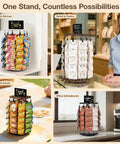 Multiple uses of Wooden Chip Rack Display Stand With 5 Tiers And 40 Clips, 360 Degree Rotating Snack Display in various settings.