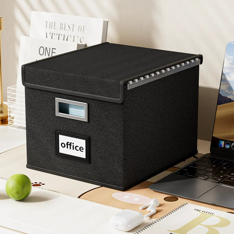 Kick Clutter To Curb With This Heavy Duty Collapsible File Organizer Box Featuring Glide Rail Tracks For Hanging Folders And Letter Paper Snap Together Desk Storage Crate Eliminates Mess Instantly