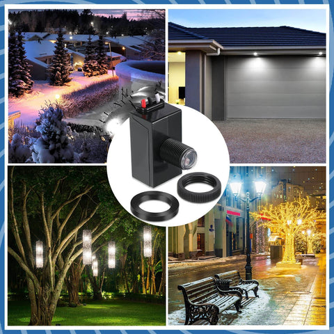 Six Pack Dusk To Dawn Outdoor Lighting Sensor Kit 100 To 277V Photoelectric Switch shown with nighttime lighting scenes