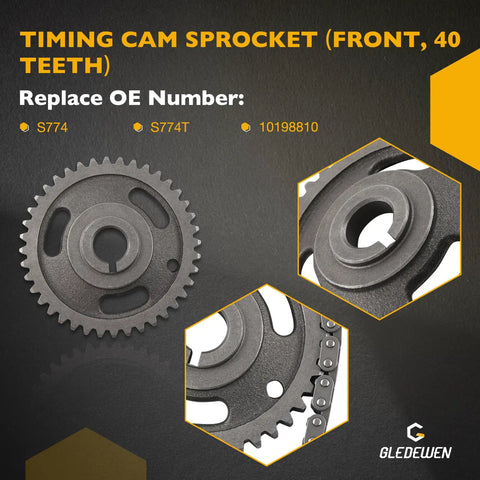 Timing cam sprocket (front, 40 teeth) for 2.2L Timing Chain Kit With Sprocket For 1994 to 2003 GM 2.2L OHV Engines Perfect Fit For Buick