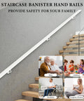 Heavy Duty Wrought Iron Stair Handrail Indoor Outdoor Rust Resistant Custom Length Grab Rail for safe climbing on stairs.