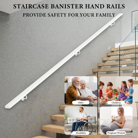 Heavy Duty Wrought Iron Stair Handrail Indoor Outdoor Rust Resistant Custom Length Grab Rail for safe climbing on stairs.