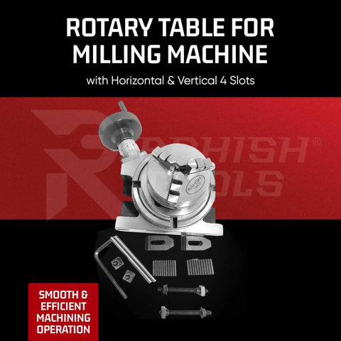 4 Inch Rotary Table For Milling Machines With Horizontal And Vertical Orientation 4 T-Slot Beefed-Up 100mm Setup