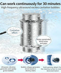 Heavy Duty Portable Ultrasonic Cleaner With 40Khz Transducer And Rustproof Stainless Probe demonstrating cavitation effect in water.