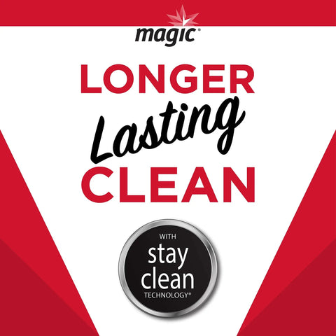 Label stating 'Longer Lasting Clean' with Stay Clean Technology for Stainless Steel Wipes For Appliances That Fight Fingerprints, Residue, Water Marks, And Grease, Deliver Streak Free Shine On Fridges, Dishwashers, Ovens And More, 30 Count.