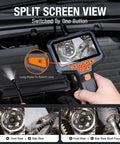 50Ft Sewer Camera With Dual Lens Borescope and Light showing split screen view on 4.3 inch HD display for inspections