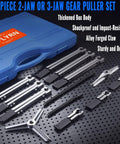 13-piece 2-jaw or 3-jaw gear puller set with blue case, showcasing components for use in automotive and industrial repair.