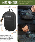 Pico Pocket Organizer Ultra Compact EDC Gear Pouch shown in black, dimensions 3 x 5 x 1 in, made from 500D nylon with YKK zipper.