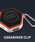 Wingman Mini GPS Speaker With Audible Distances, Ultra Portable Bluetooth Golf Speaker, waterproof, carabiner clip, orange